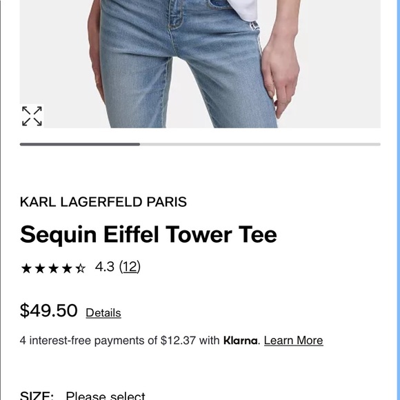 Karl Lagerfeld 3X Paris Eiffel Tower Grey Heath Sequin T shirt Graphic - Picture 12 of 12